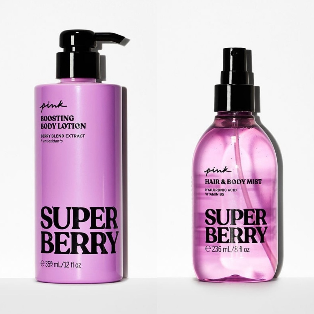 Victoria’s Secret PINK Super Berry Boosting Body Lotion Set Nwt - Picture 2 of 7